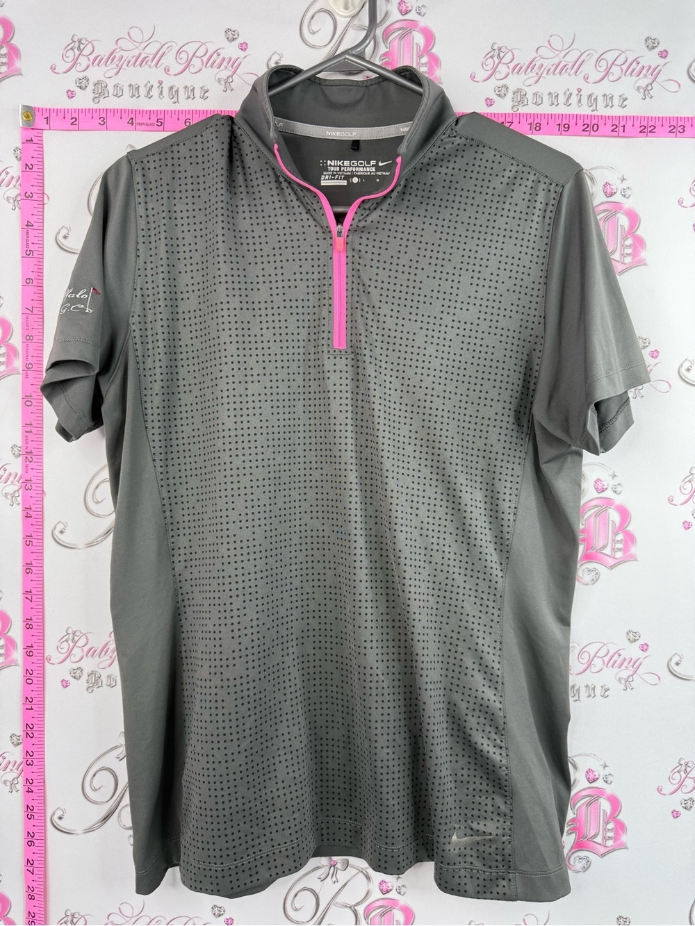 Nike golf T-shirt polo dotted Gray Short-Sleeve Golf Polo Pink Quarter-Zip